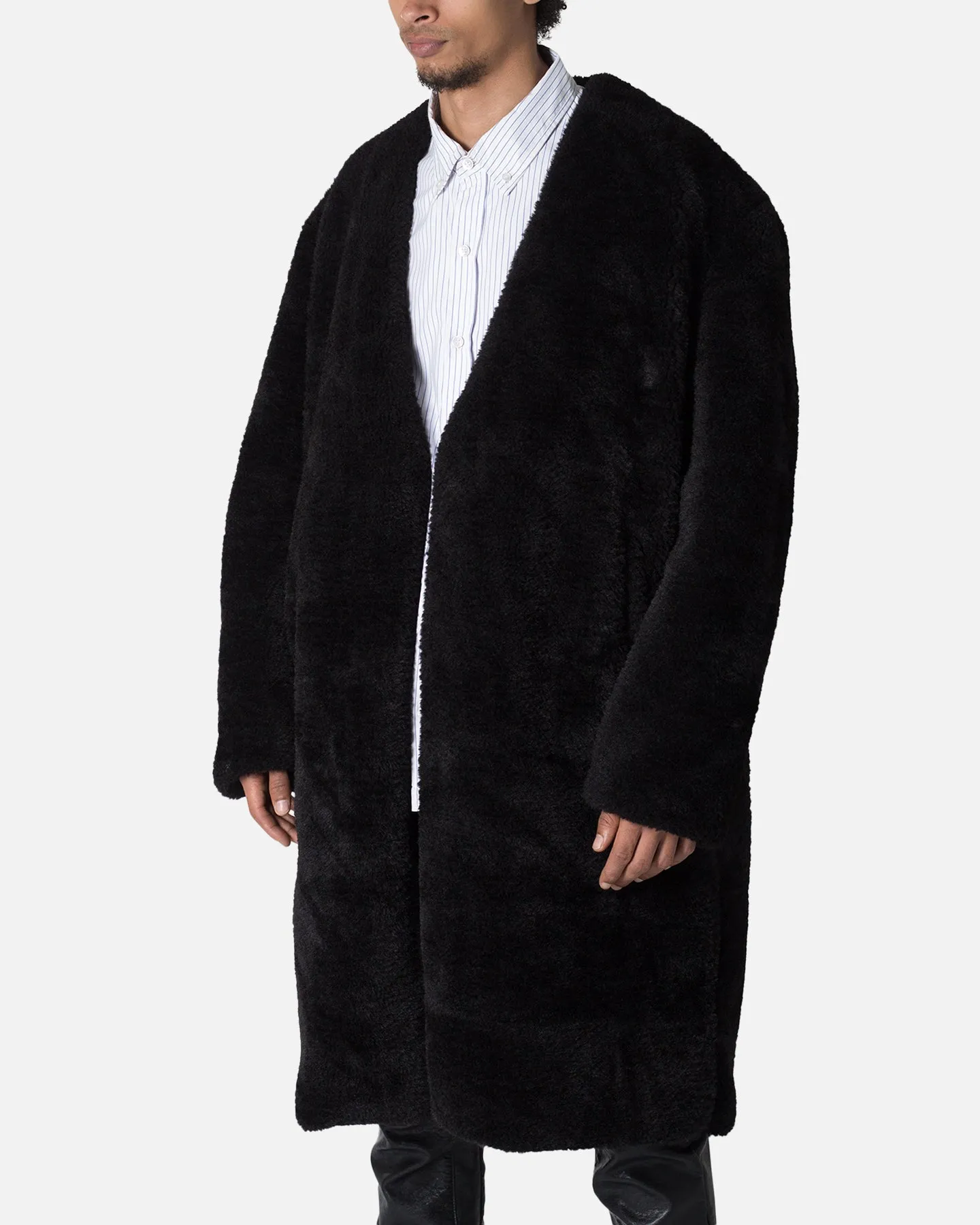 MNML Faux Fur Coat Black