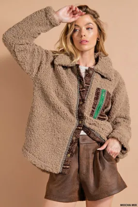 Mocha Mix Button Front Closure Oversized Shacket