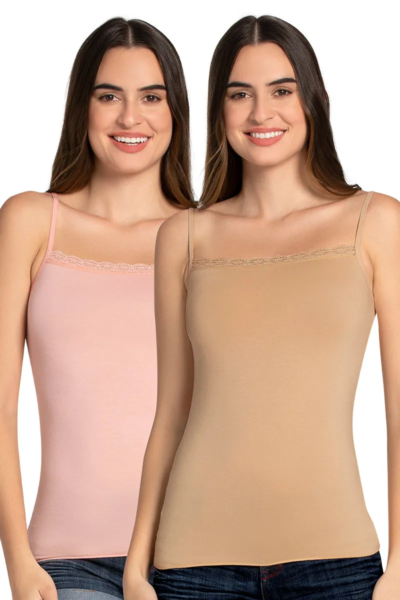 Modal Lace Camisole (Pack of 2) - Hazel._Imp Pink