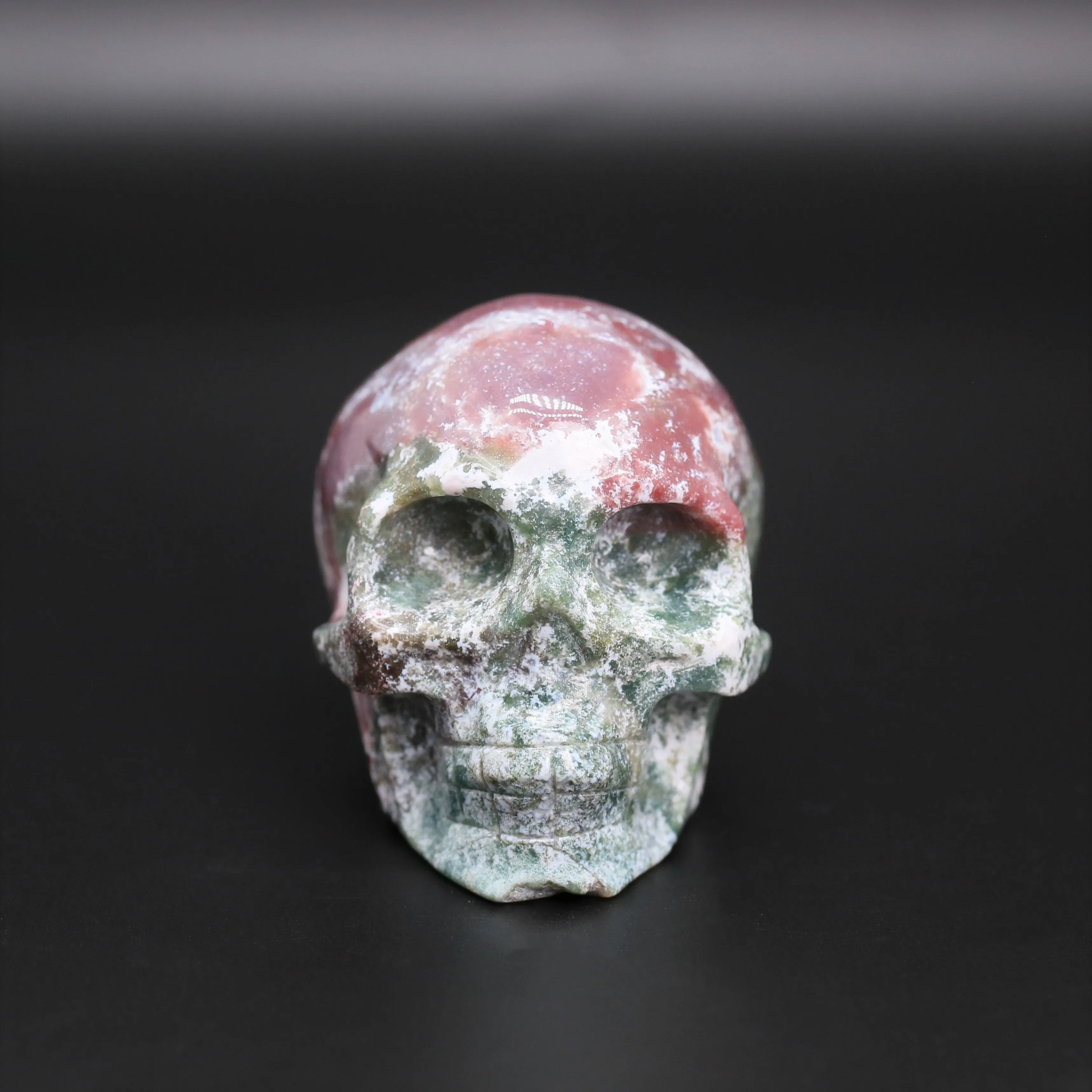 Moss agate skull