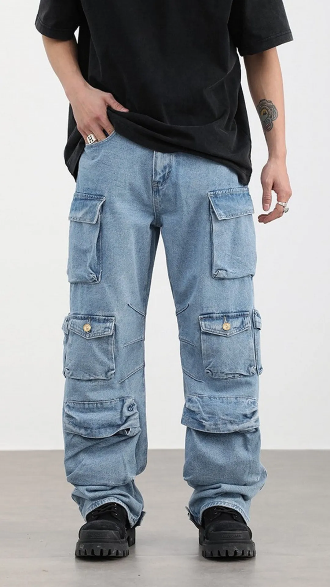 Multi Purpose Pocket Baggy Cargo Jeans