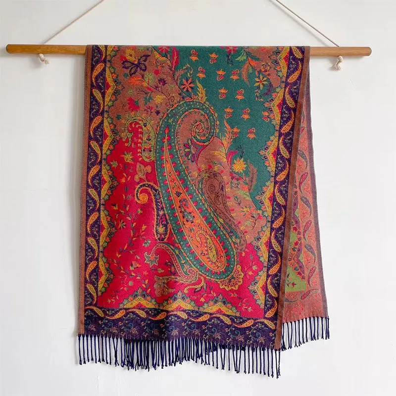 New Tibetan Scarf Female Shawl Retro Cashew Poncho Scarf