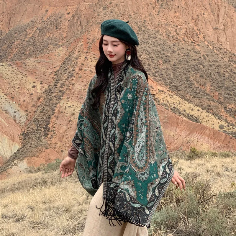 New Tibetan Scarf Female Shawl Retro Cashew Poncho Scarf