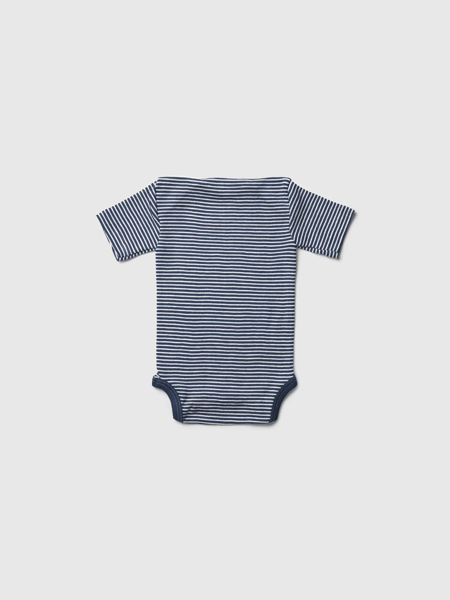 organic merino wool and silk short-sleeved onesie in navy/natural stripe - baby/toddler