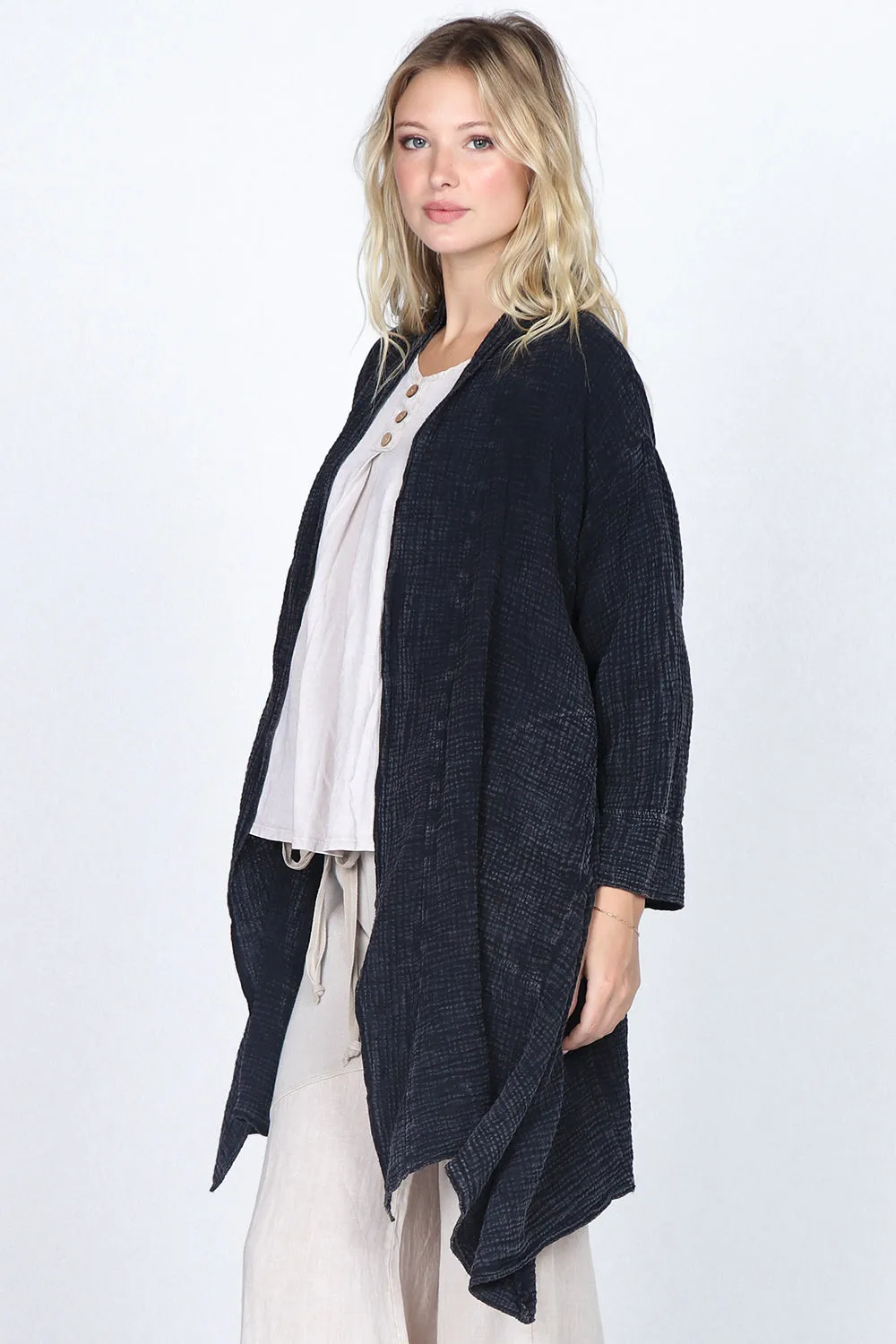 Oversized Mineral-wash Dolman Sleeve Cardigan