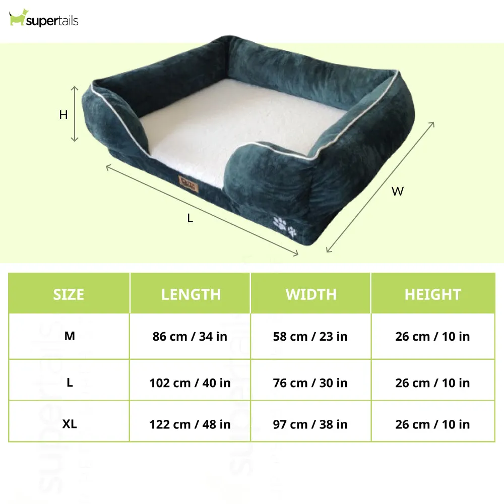 Petter World Convoluted & HD Foam Base with Bolster Orthopedic Sofa Bed for Dogs and Cats (Bottle Green)