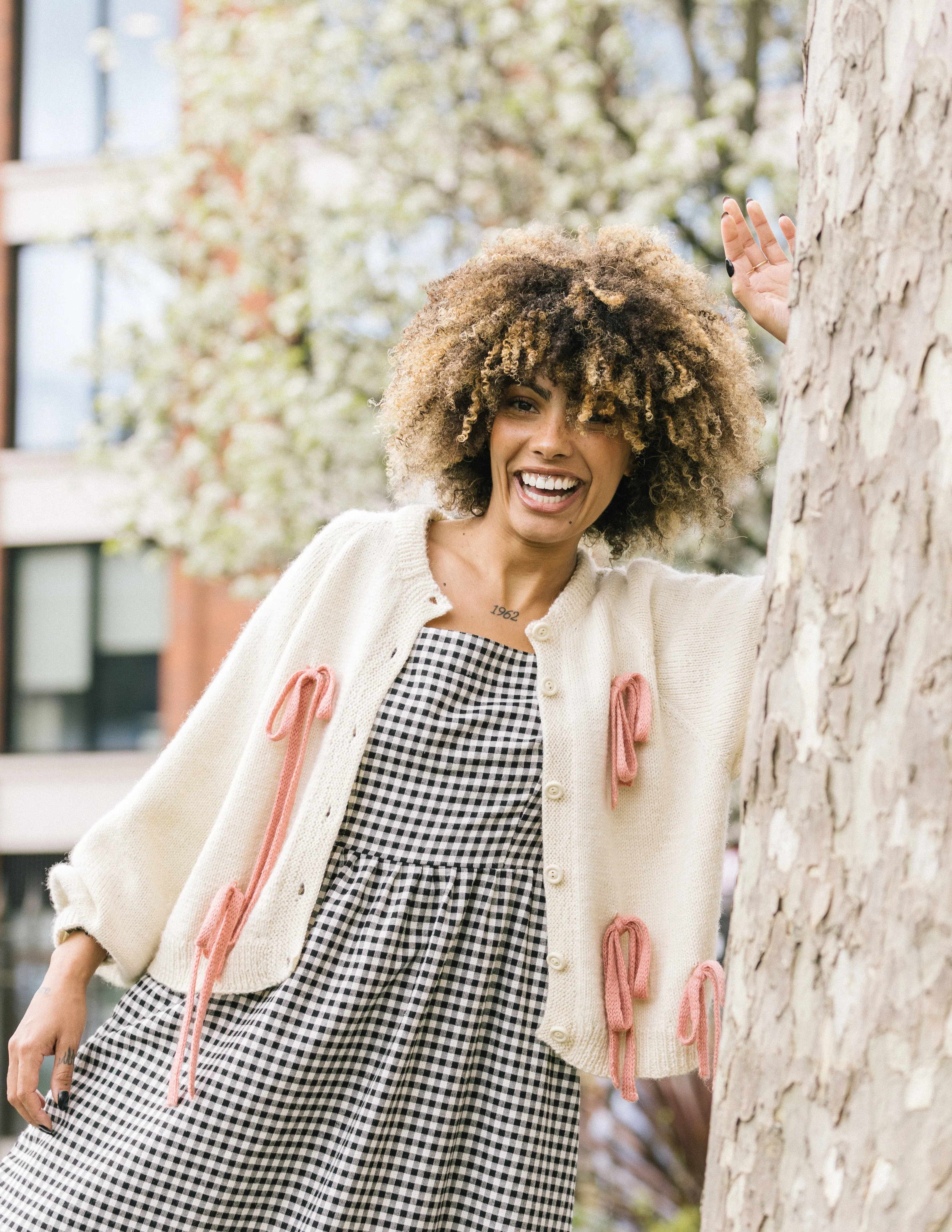 Pink Bows Cardigan by the Amateur Weather Observers