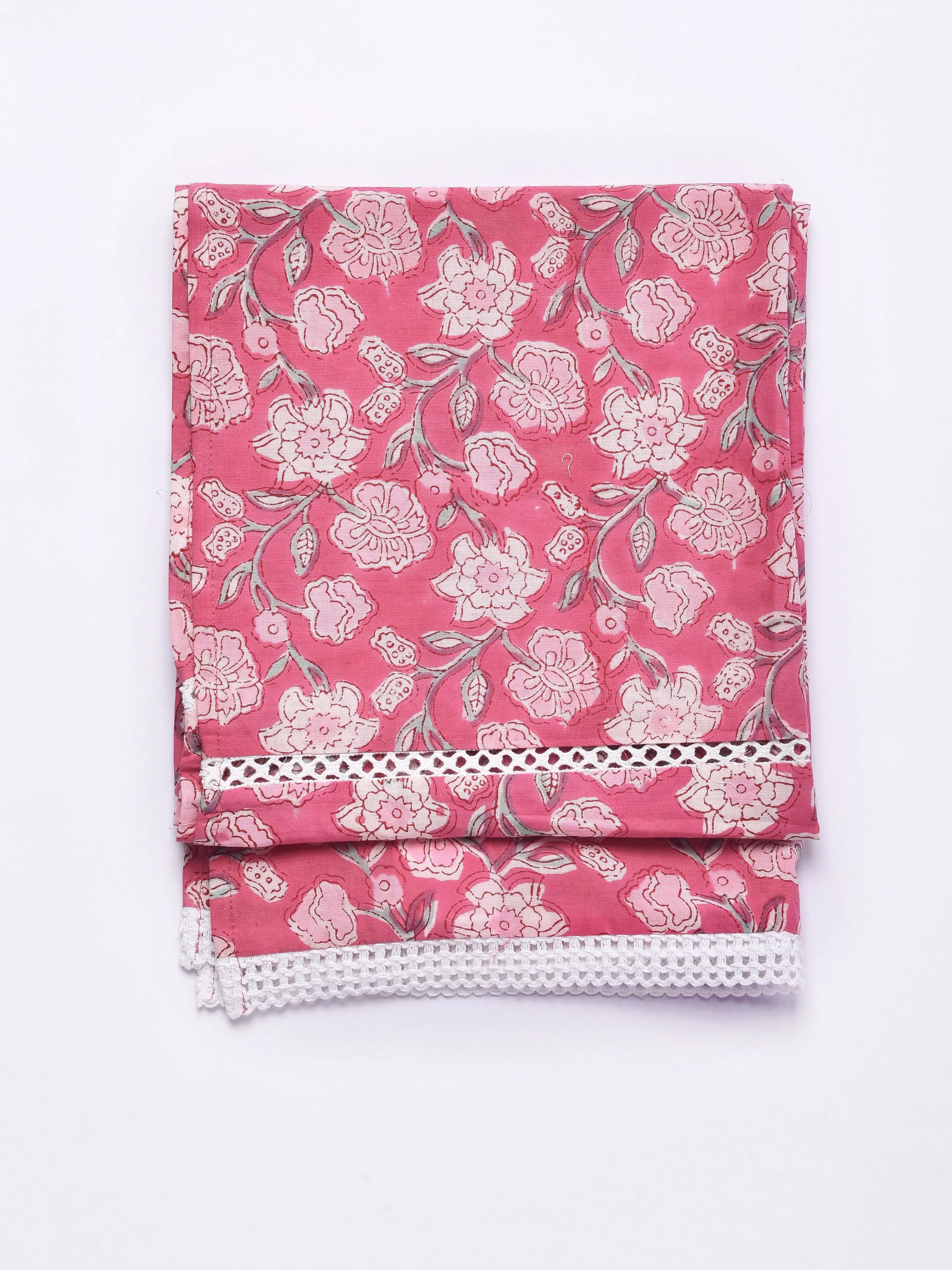 Pink Overall Block Print Cotton Stole