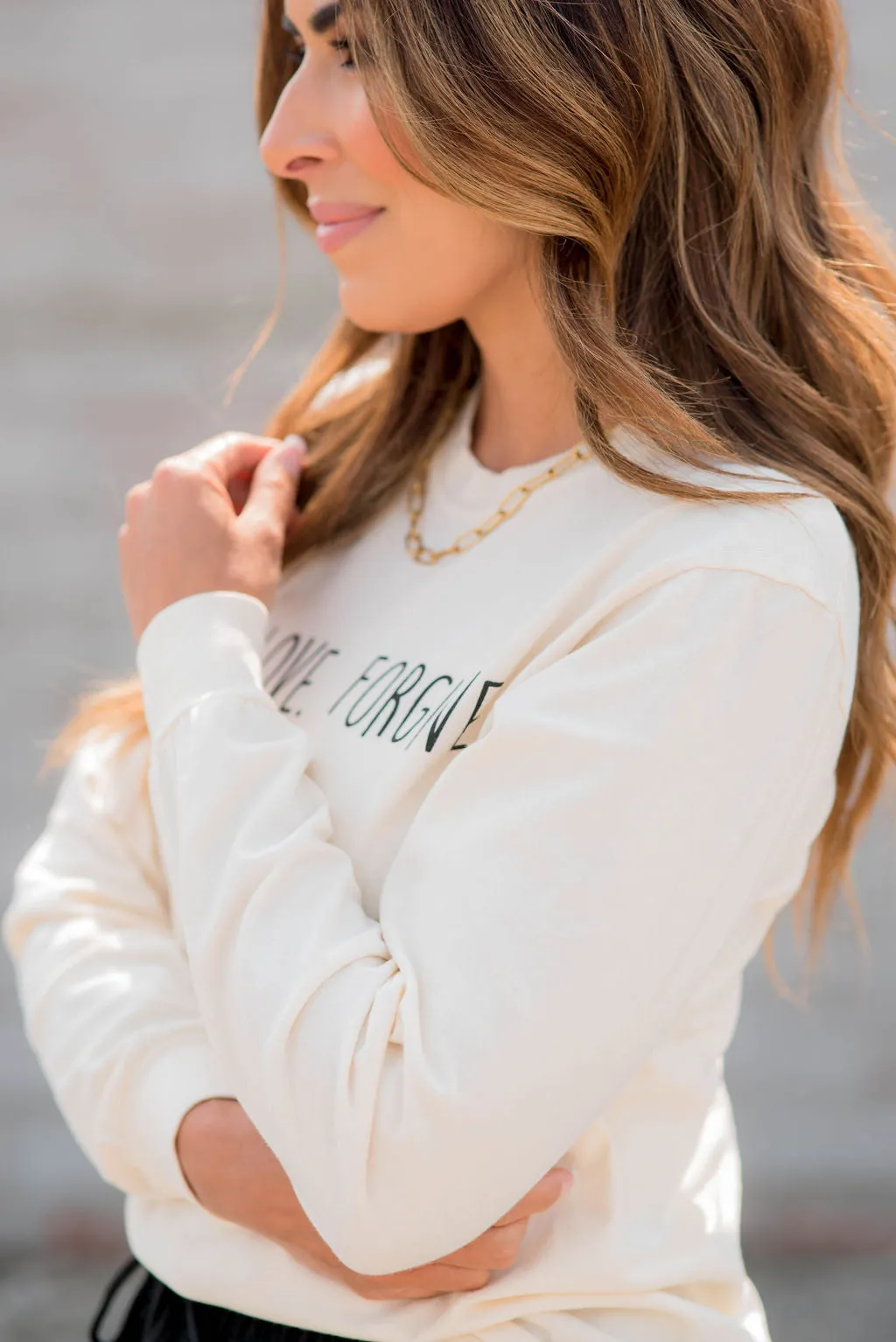 Pray Love Forgive Graphic Long Sleeve Tee