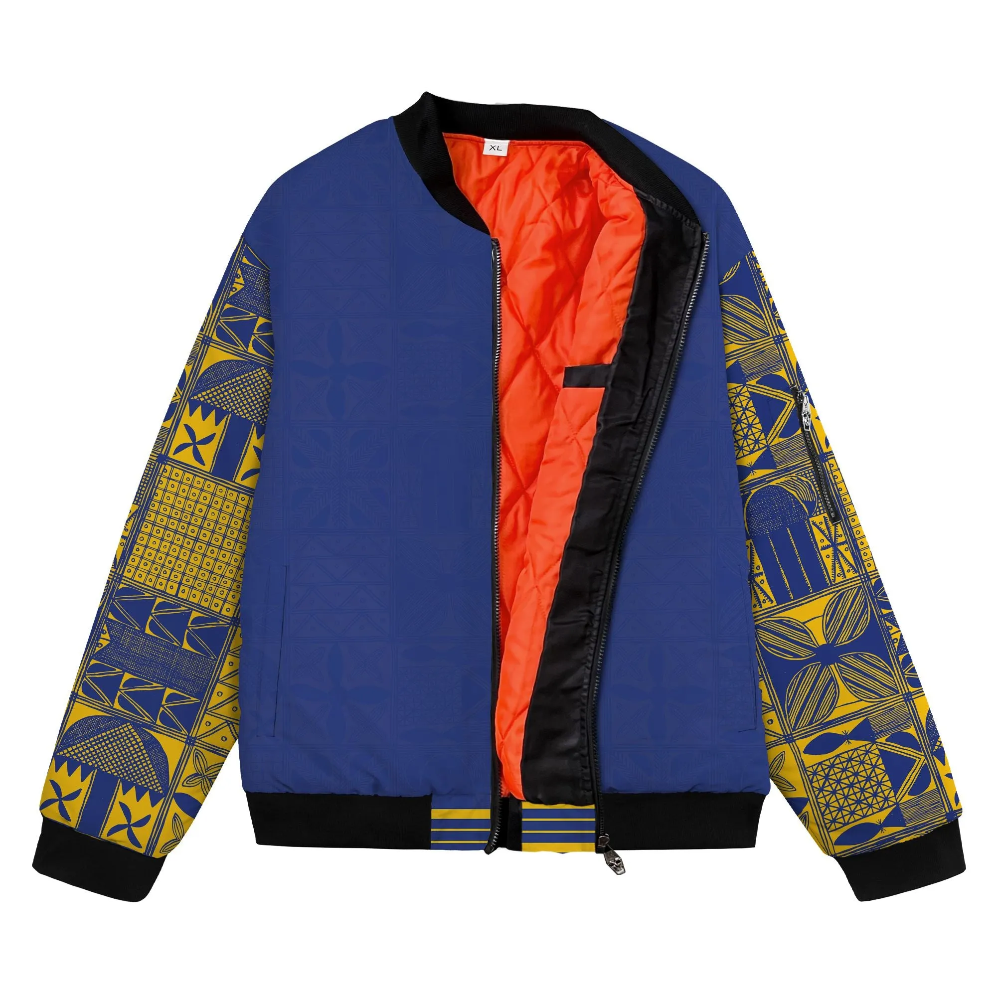 Printed Mudcloth Pattern Bomber Jacket