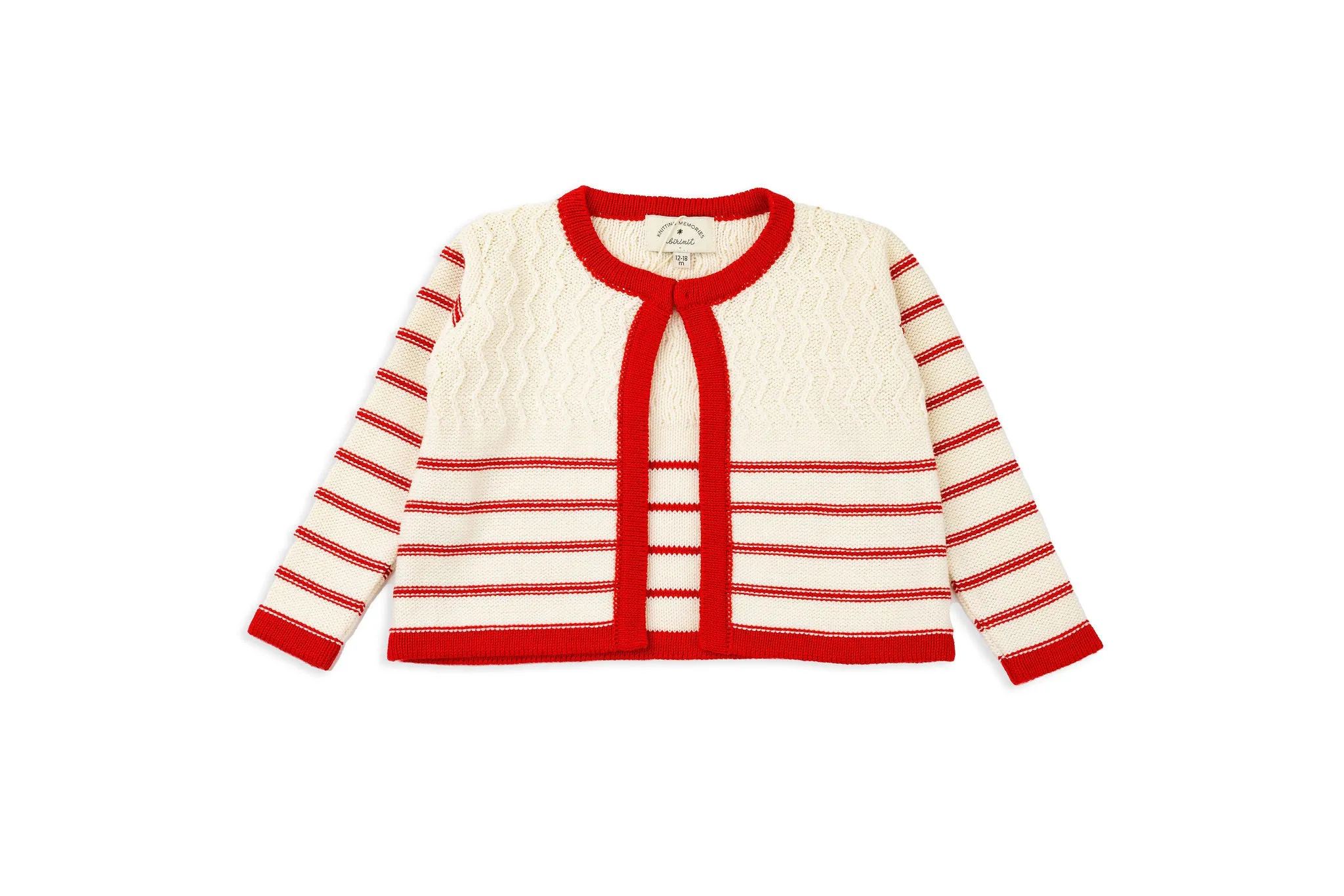 Red & White Knit Chip Cardigan