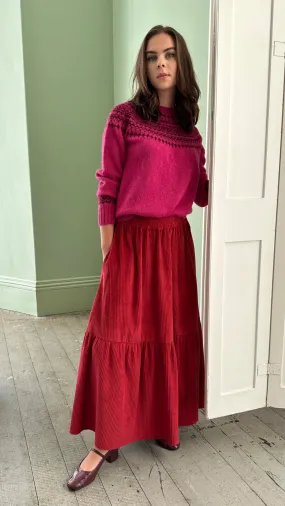 Red Corduroy Petticoat Skirt by Justine Tabak