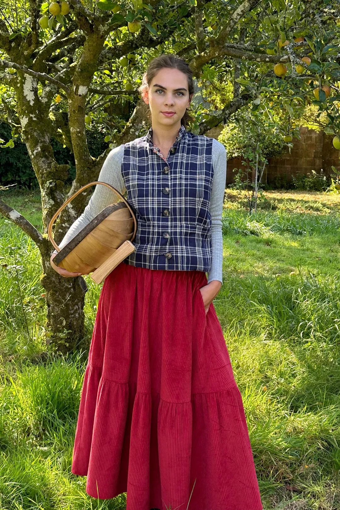 Red Corduroy Petticoat Skirt by Justine Tabak