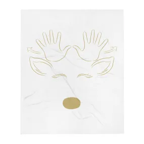 REINDEER (ASL) Throw Blanket - White/Gold