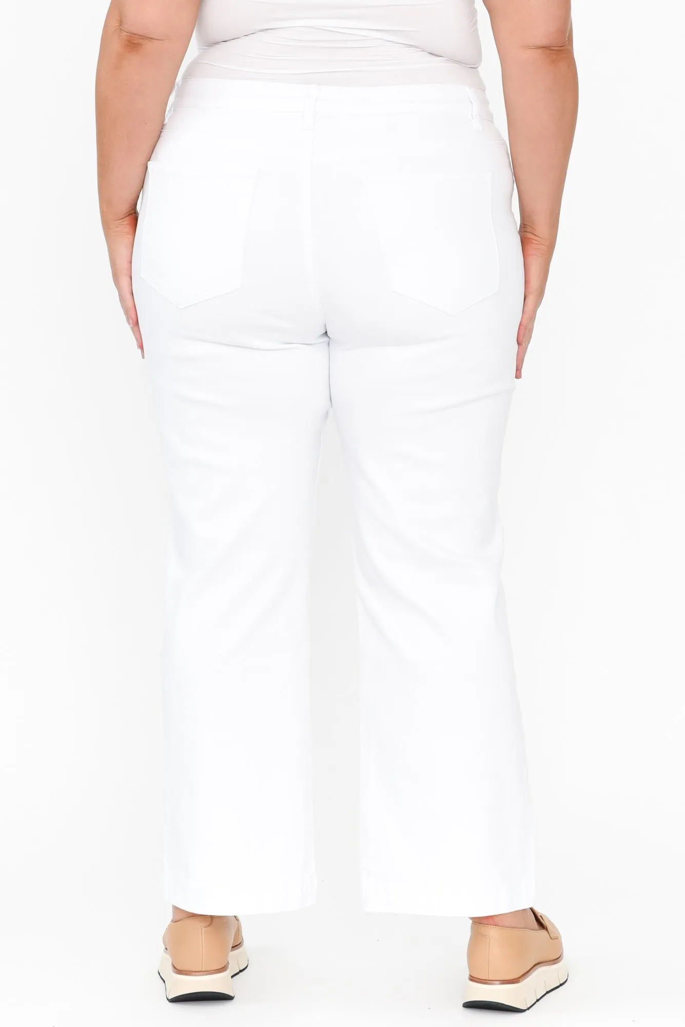 Retro White Wide Leg Jeans