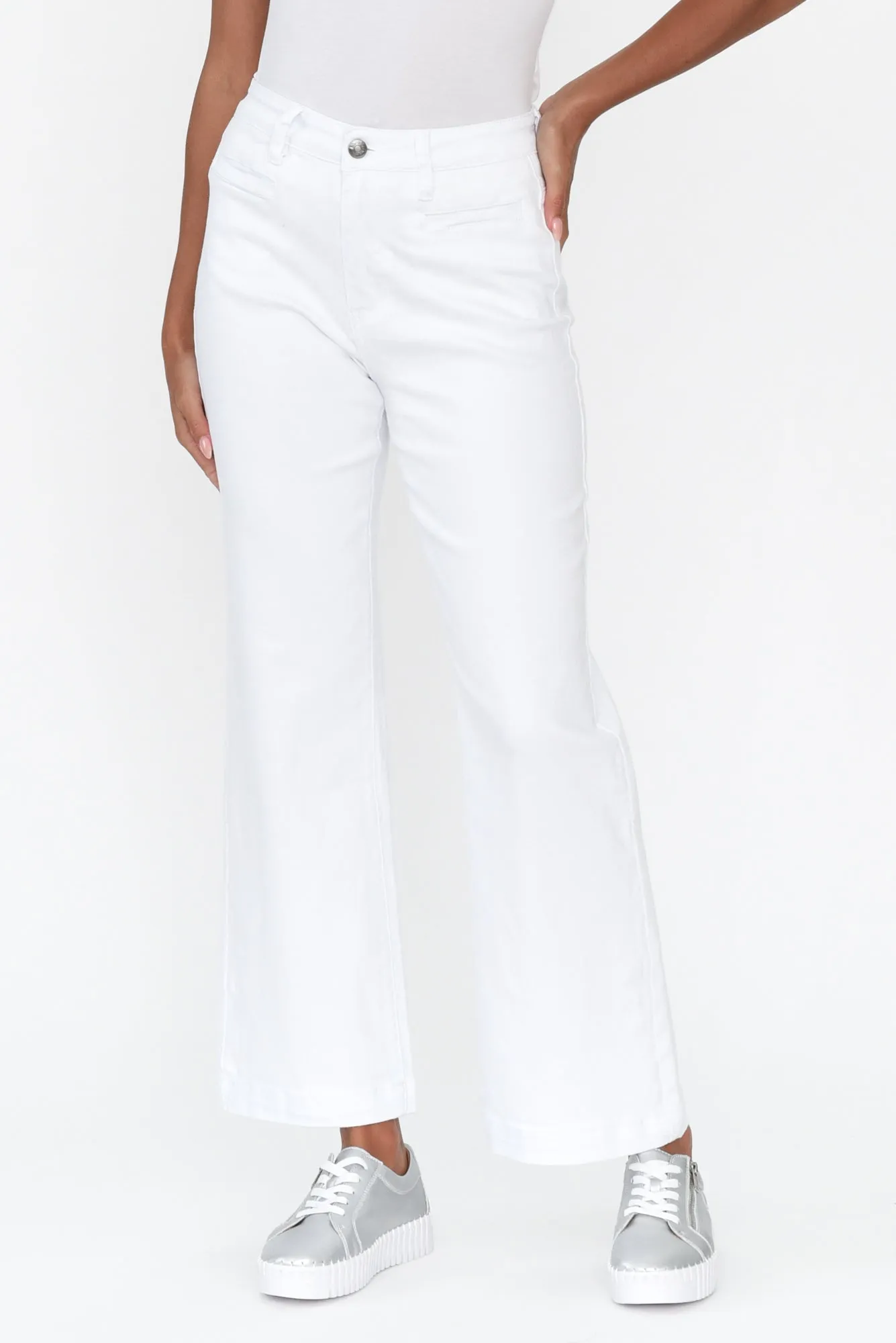 Retro White Wide Leg Jeans