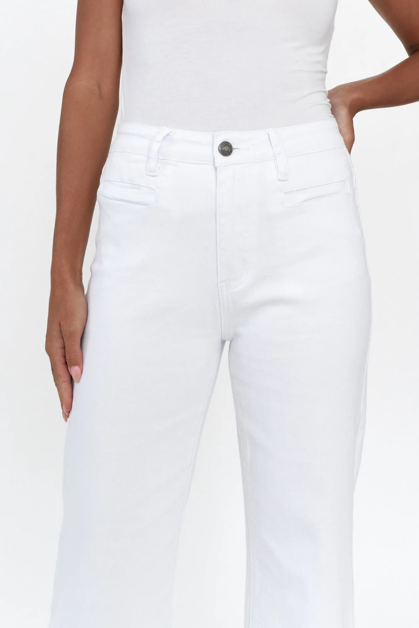 Retro White Wide Leg Jeans