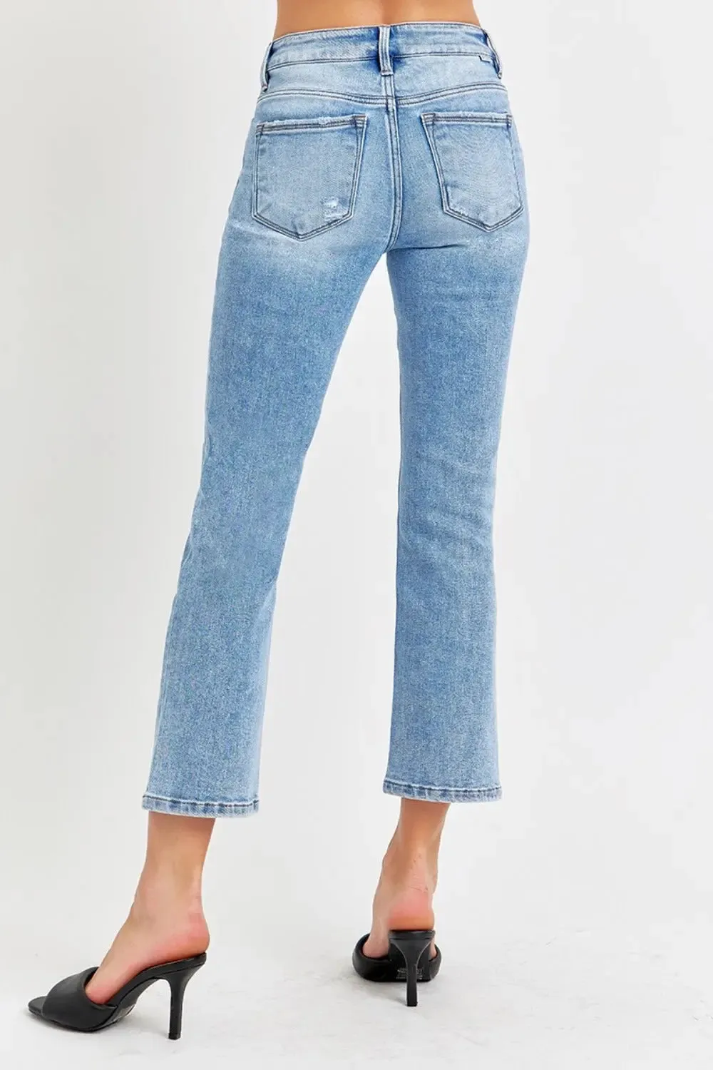 RISEN Full Size Low Rise Crop Slim Straight Jeans