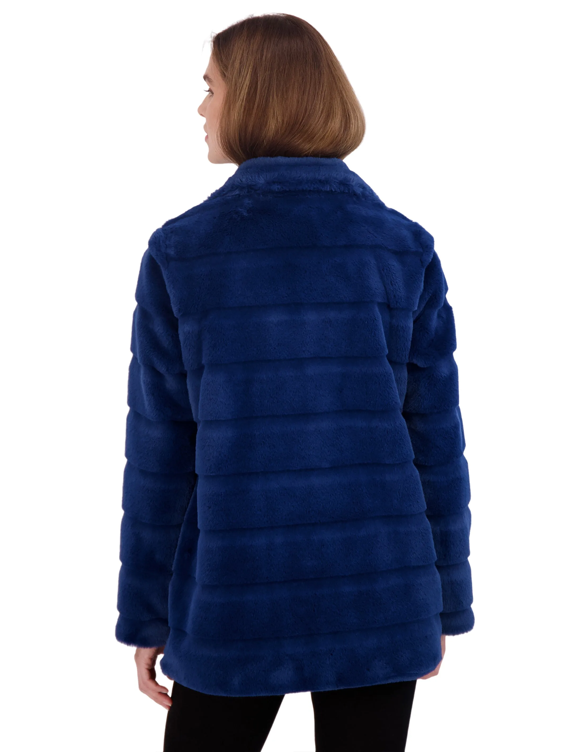 Sebby Collection Women's 3/4 Faux Fur Snap Front Coat