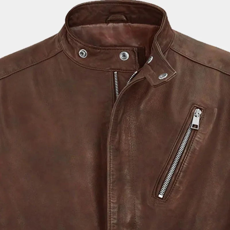 Shop Best Genuine Quality Of Moto Road Spanish Brown Boys Biker Leather Jacket