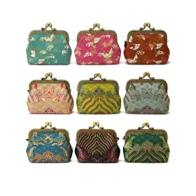 Silk Brocade Mini Bag,Chinese Brocade Coin Pouch,Brocade Wallet -i7bags