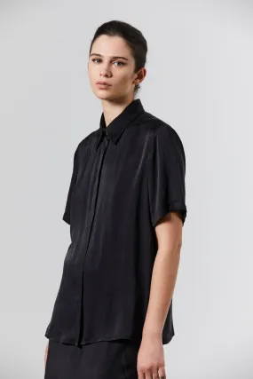 Silk Satin Shirt - Black