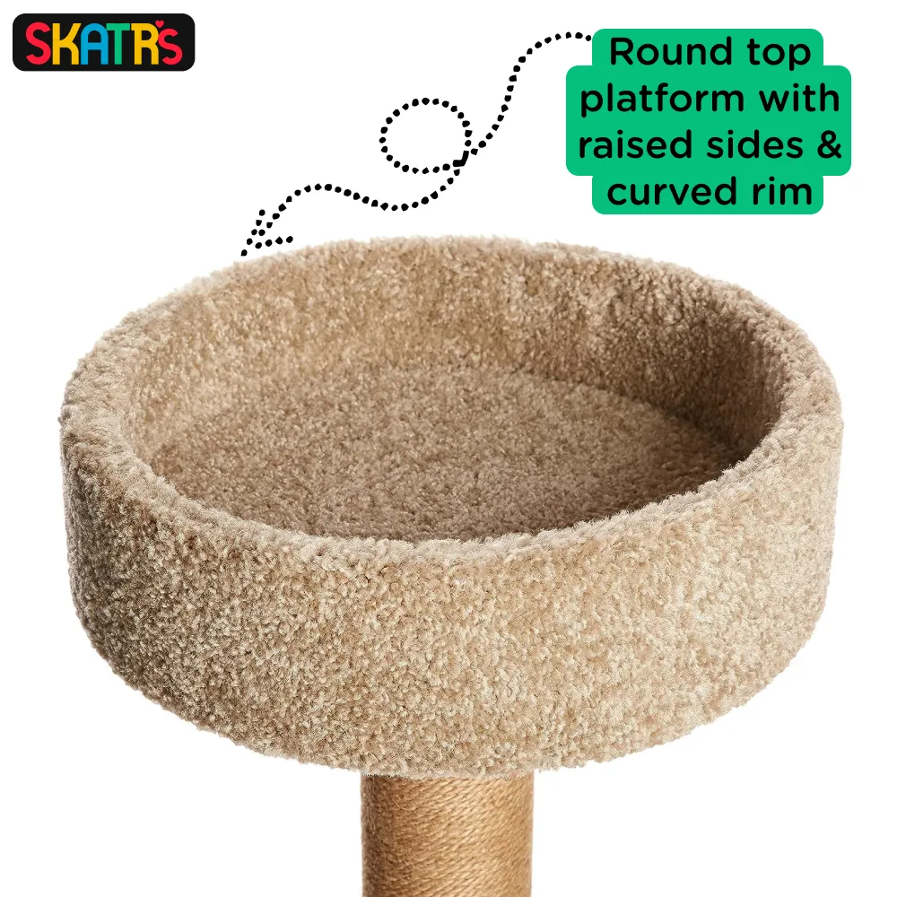 Skatrs Feline Fortress Two Tier Cat Tree with Sisal Post and Say Cheese Cat Scratcher with 2g Premium Catnip Combo