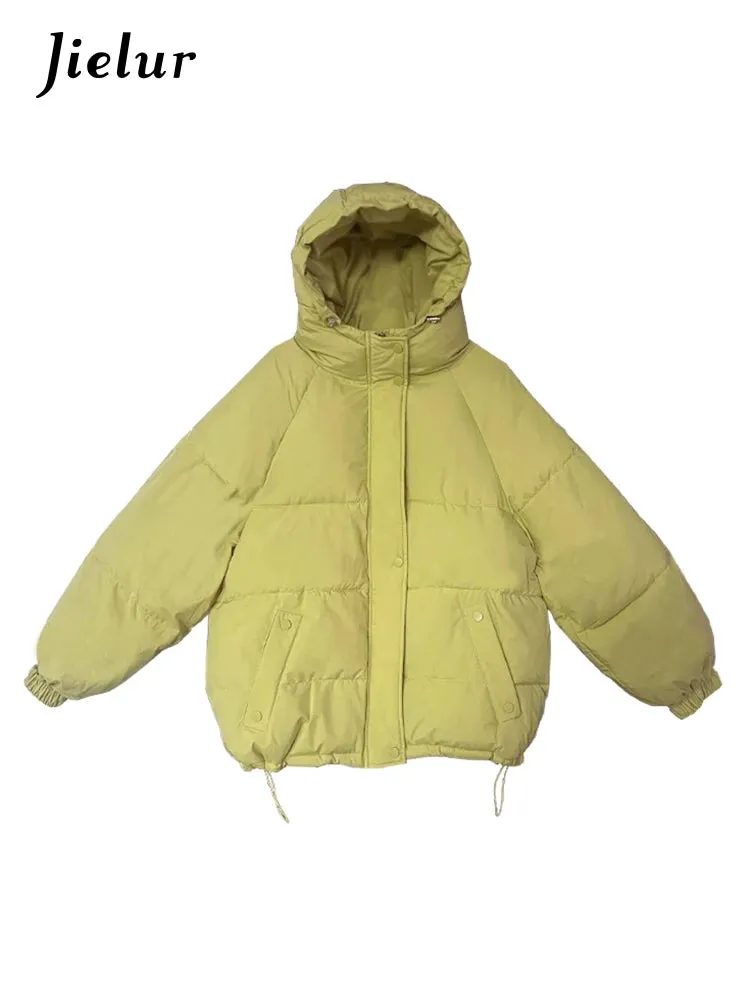 Solid Color Cotton Padded Winter Clothes for Women Korean Fashion Loose Bread Jacket Thick Yellow White Parkas Female