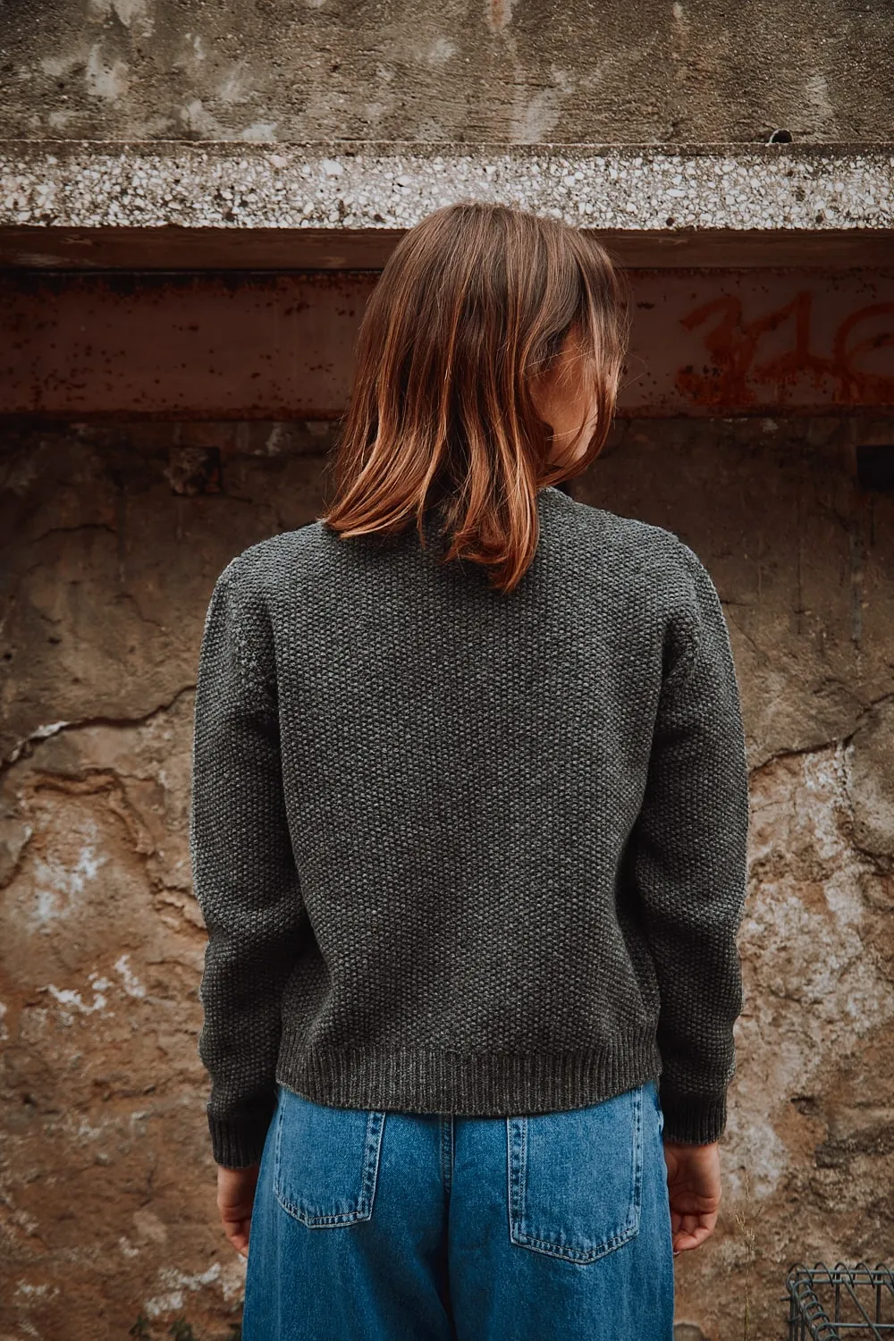 SONIA Cable Cardigan in Merino Wool - Ash Grey