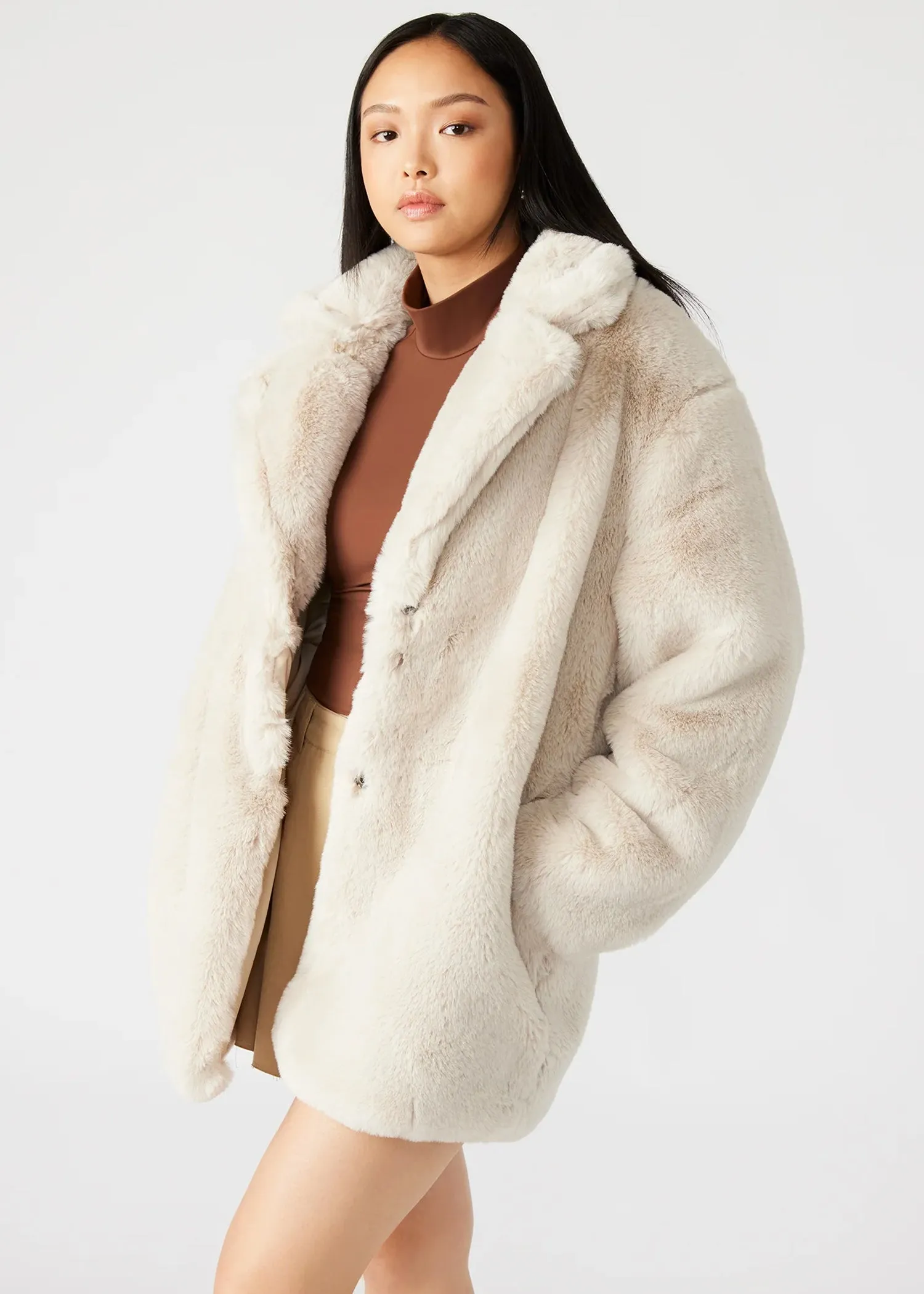 Steve Madden Snow Faux Fur Coat - MD