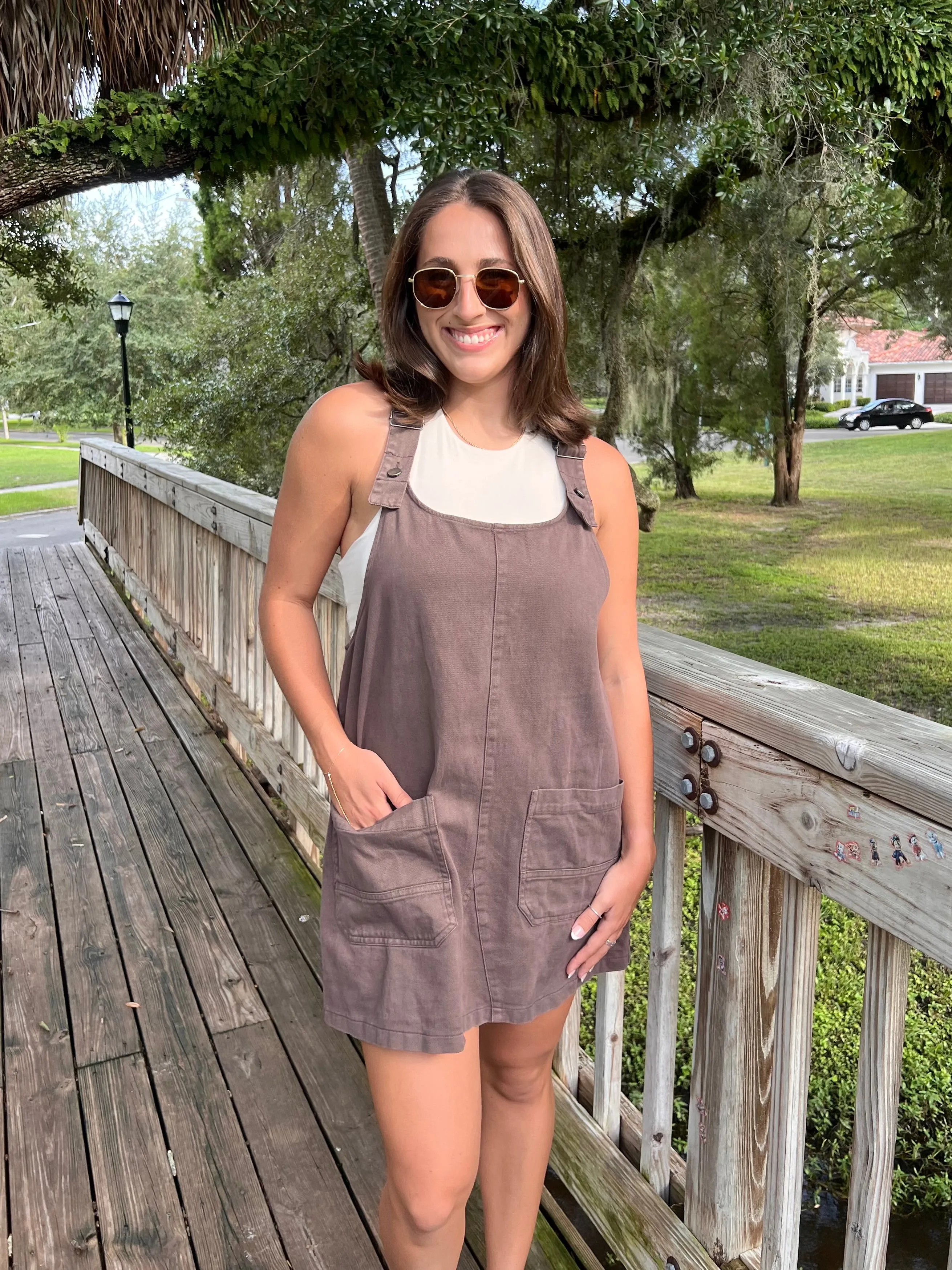 SUTTON OVERALL DRESS IN COCOA