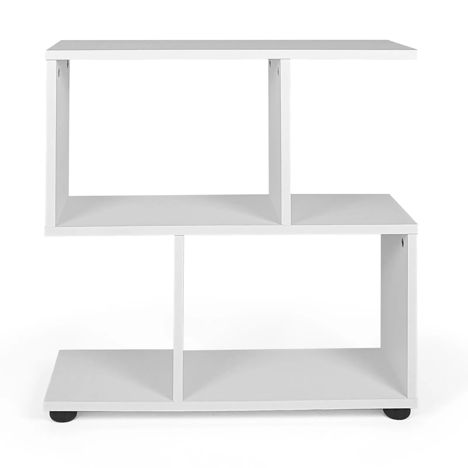 Tangkula 2 Tier Geometric Bookshelf, Freestanding Wood Display Shelf