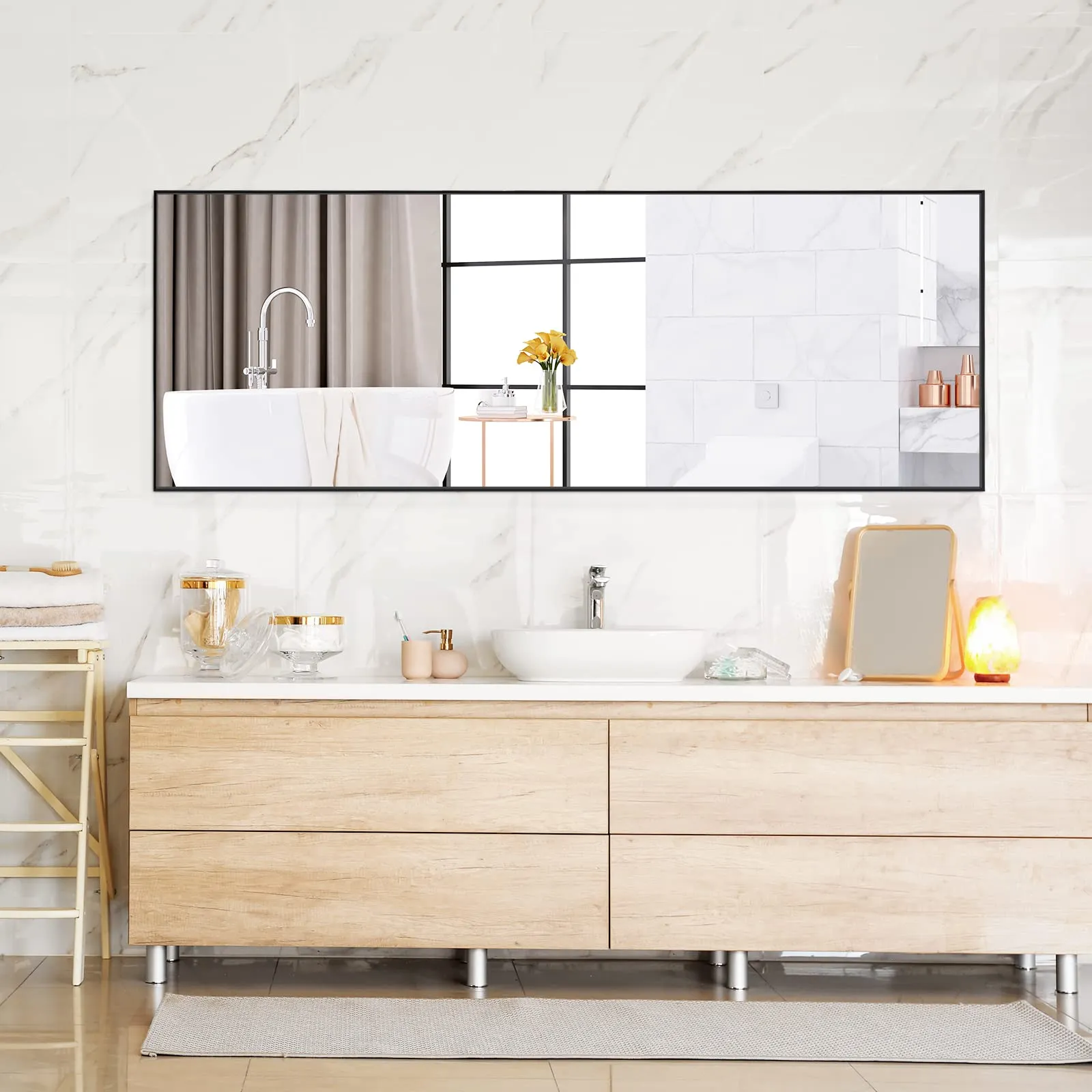 Tangkula 59" x 22" Full Length Mirror, Full Body Mirror with Rectangular Aluminum Frame and Explosion-Proof Glass