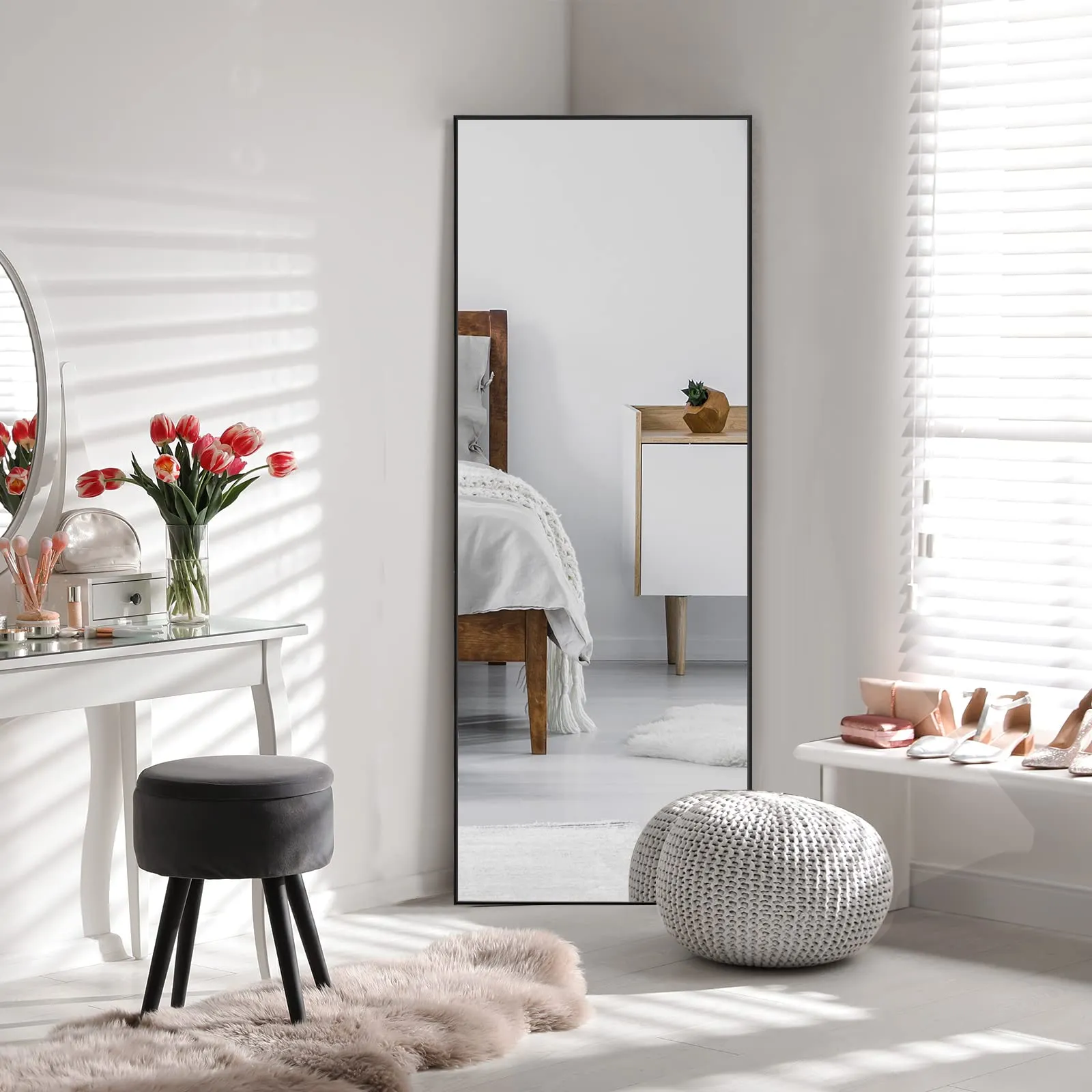 Tangkula 59" x 22" Full Length Mirror, Full Body Mirror with Rectangular Aluminum Frame and Explosion-Proof Glass