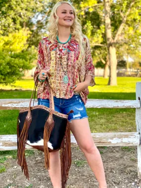 The Colors of Fall Embroidered Poncho Top