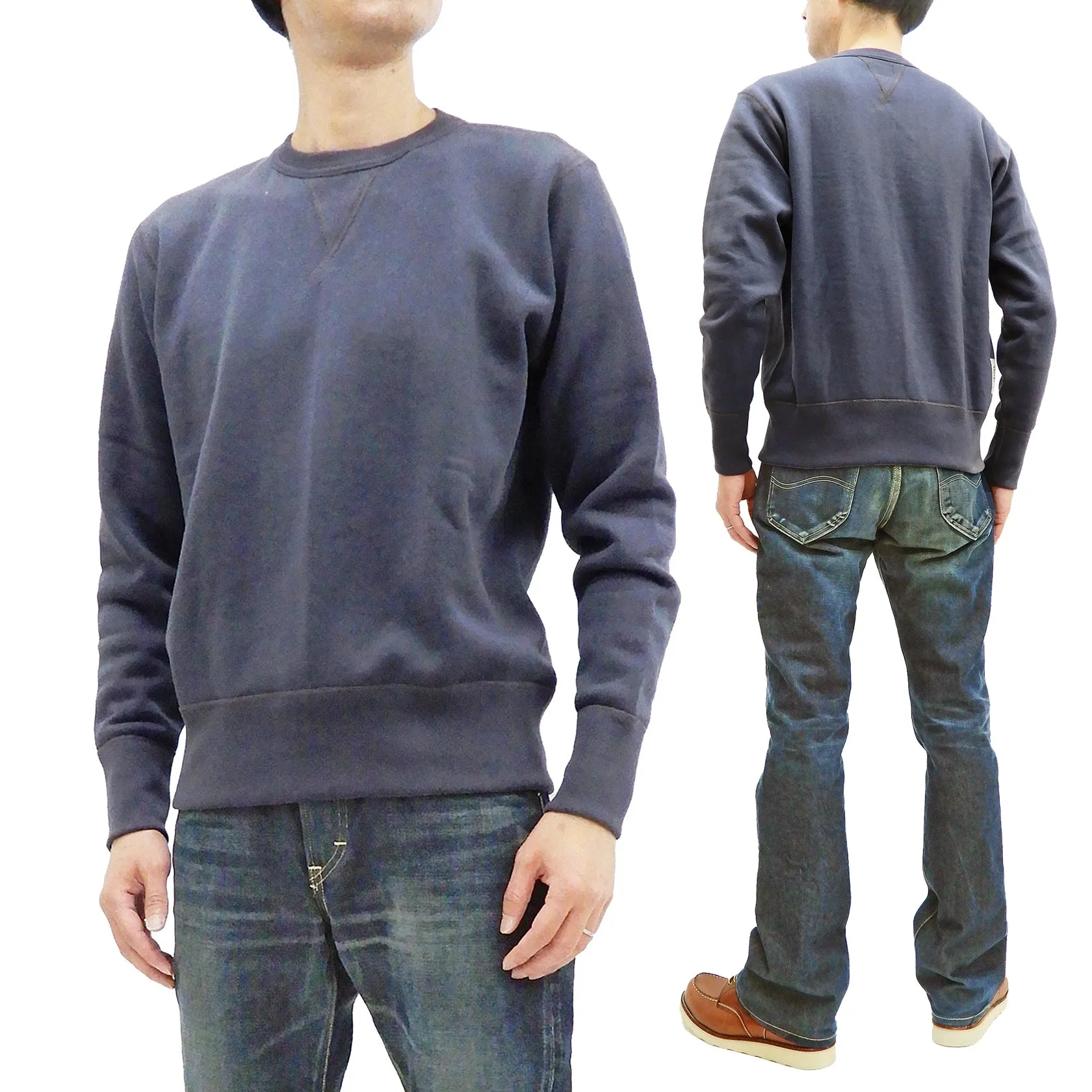 TOYS McCOY Sweatshirt Men's Casual Plain Sweat Shirt Loop-wheeled Vintage Style TMC2373 141 Faded Bluish-Gray