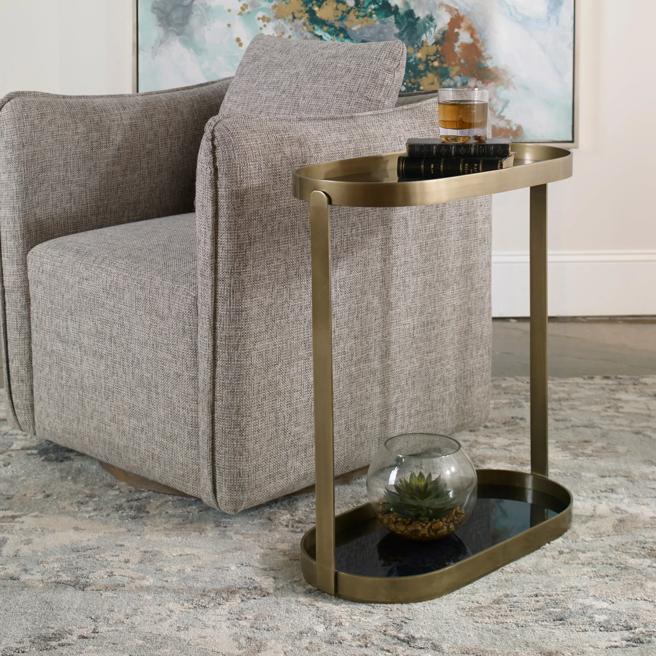 Uttermost Adia Antique Gold Accent Table