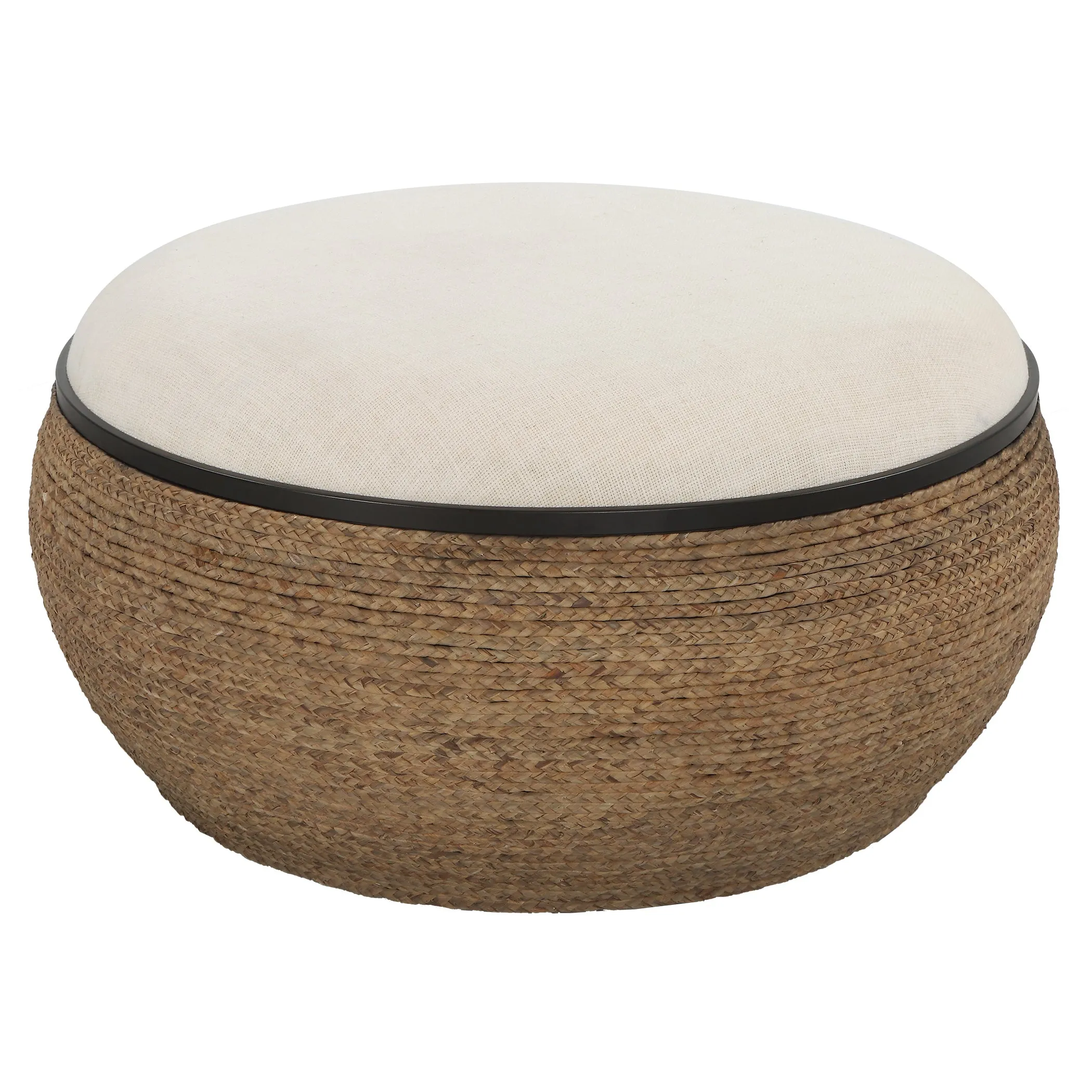 Uttermost Island Straw Storage Ottoman / Coffee Table