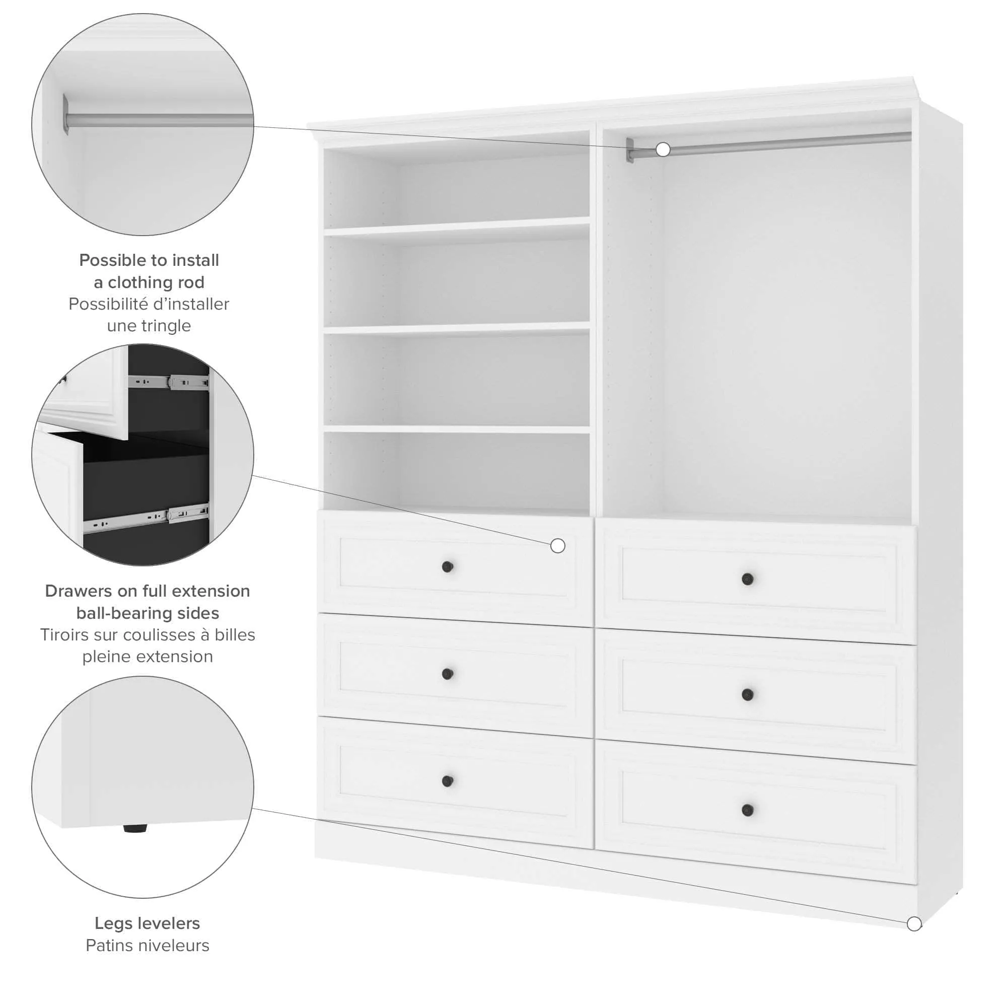 Versatile 72“ Closet Organizer - White