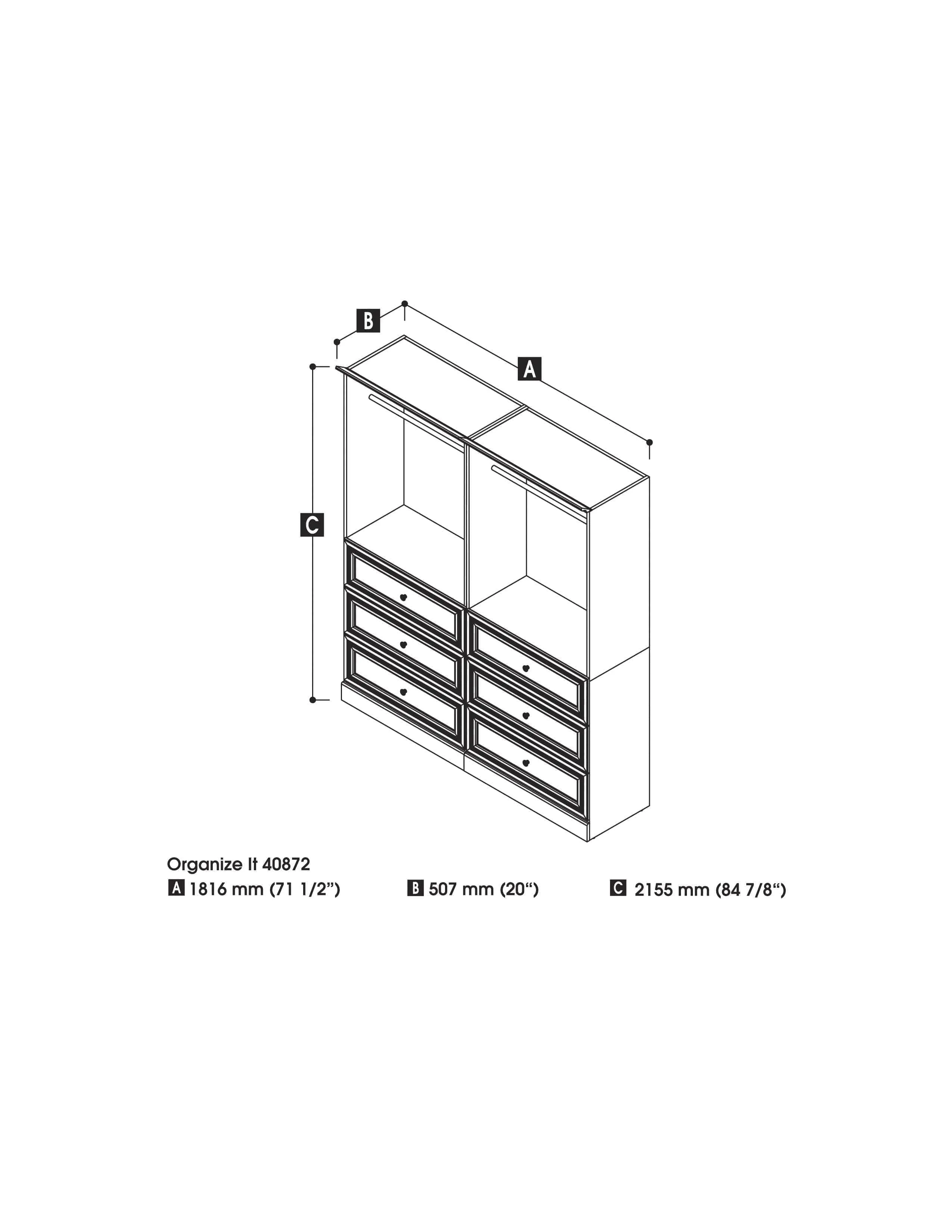 Versatile 72“ Closet Organizer - White