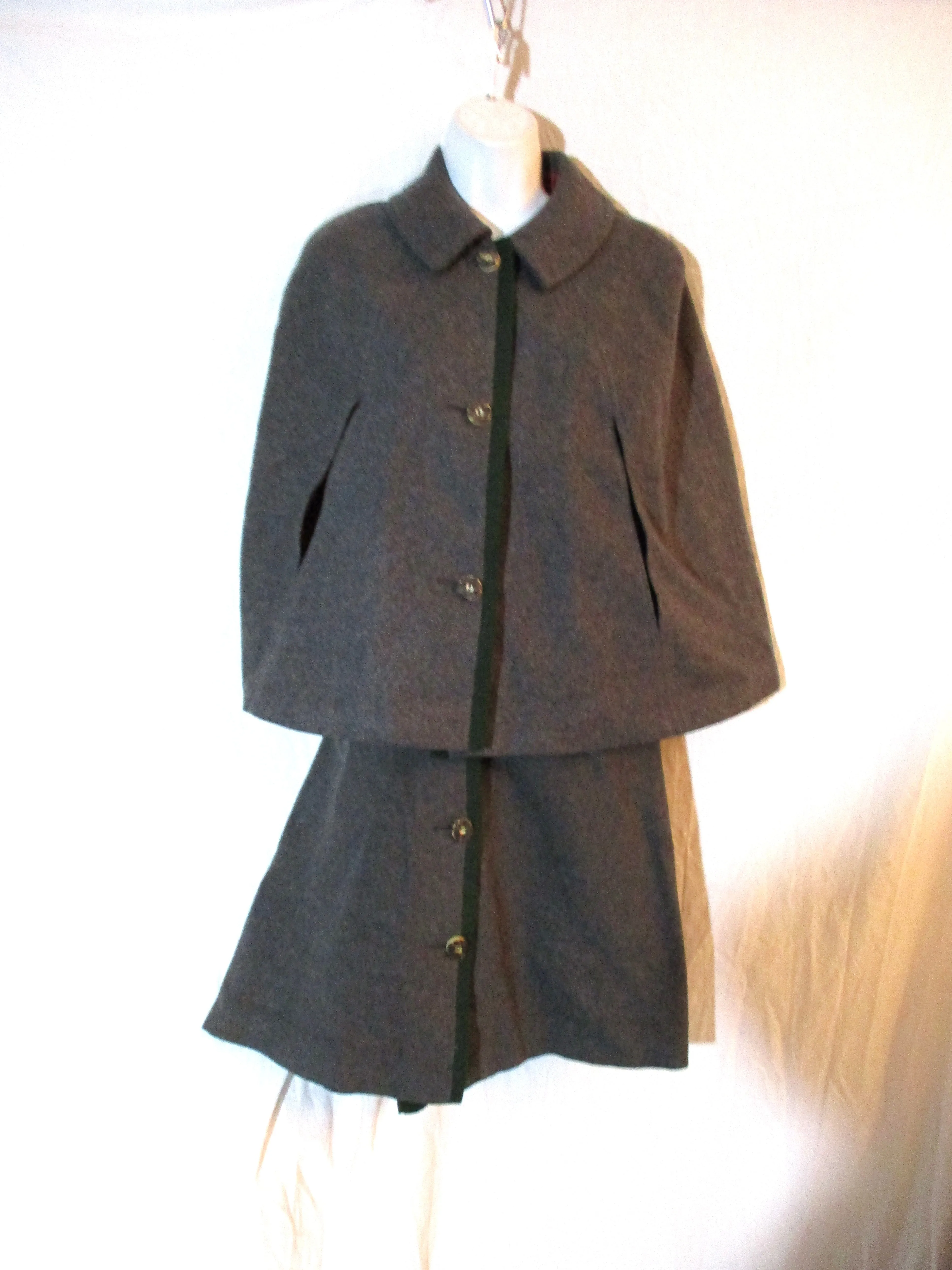 Vintage 1950s PEWENIT TYROL AUSTRIA WOOL jacket vest GRAY OKTOBERFEST Horn Buttons!