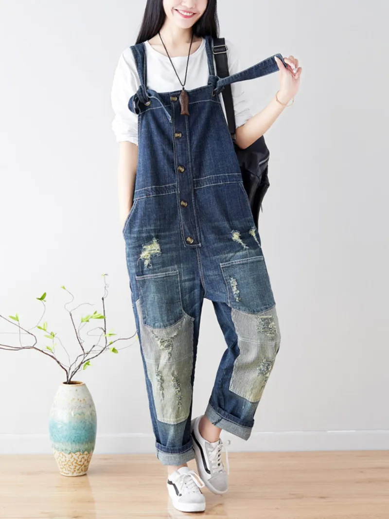 Vintage-Inspired Denim Overalls Dungarees for Women