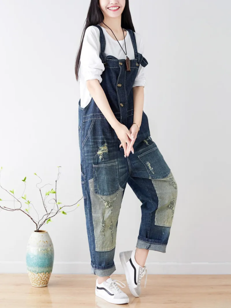 Vintage-Inspired Denim Overalls Dungarees for Women