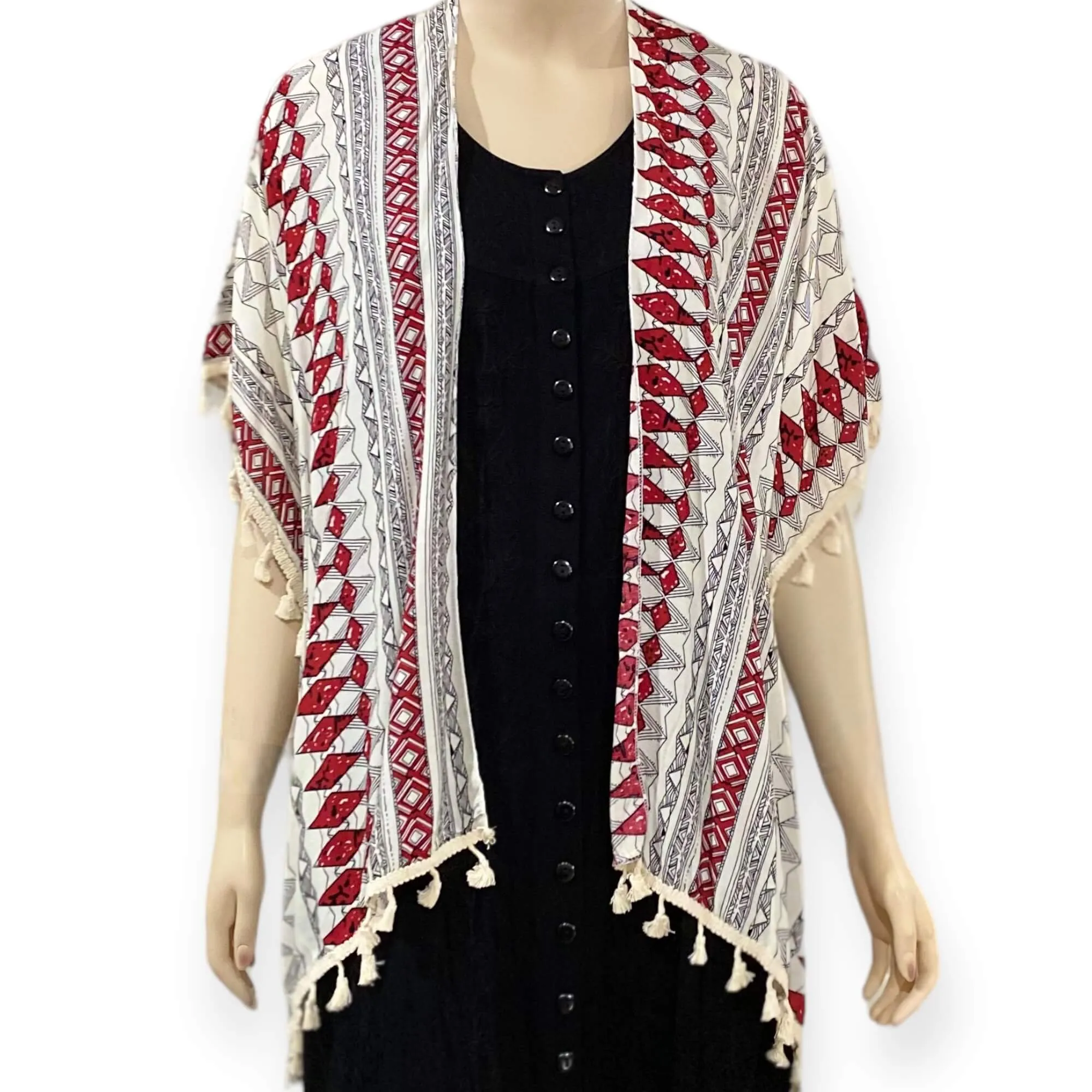 Women's Colorful Tassel Kimono Cardigan