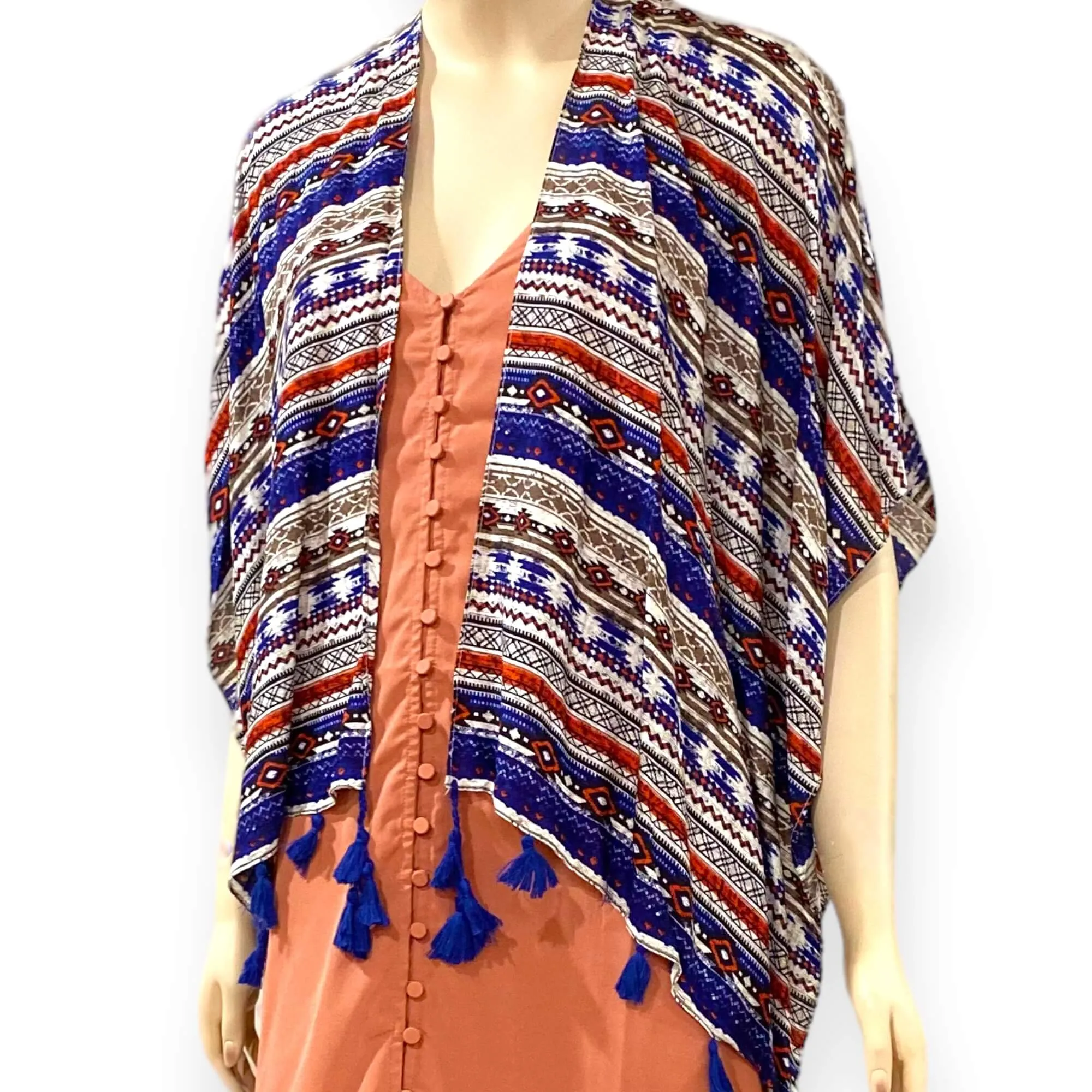 Women's Colorful Tassel Kimono Cardigan