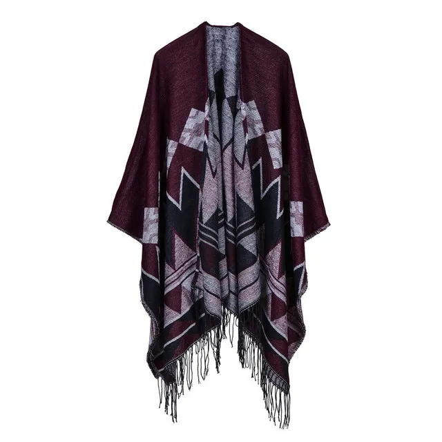 Women's Fashion Retro Poncho Scarf -  6 Colors