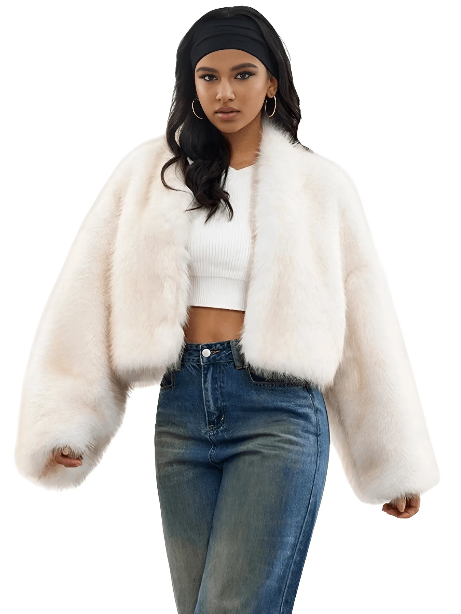 Women's Imitation Mink Fur Short Jacket Faux Fur Coat Long Sleeve Loose Thick Winter New