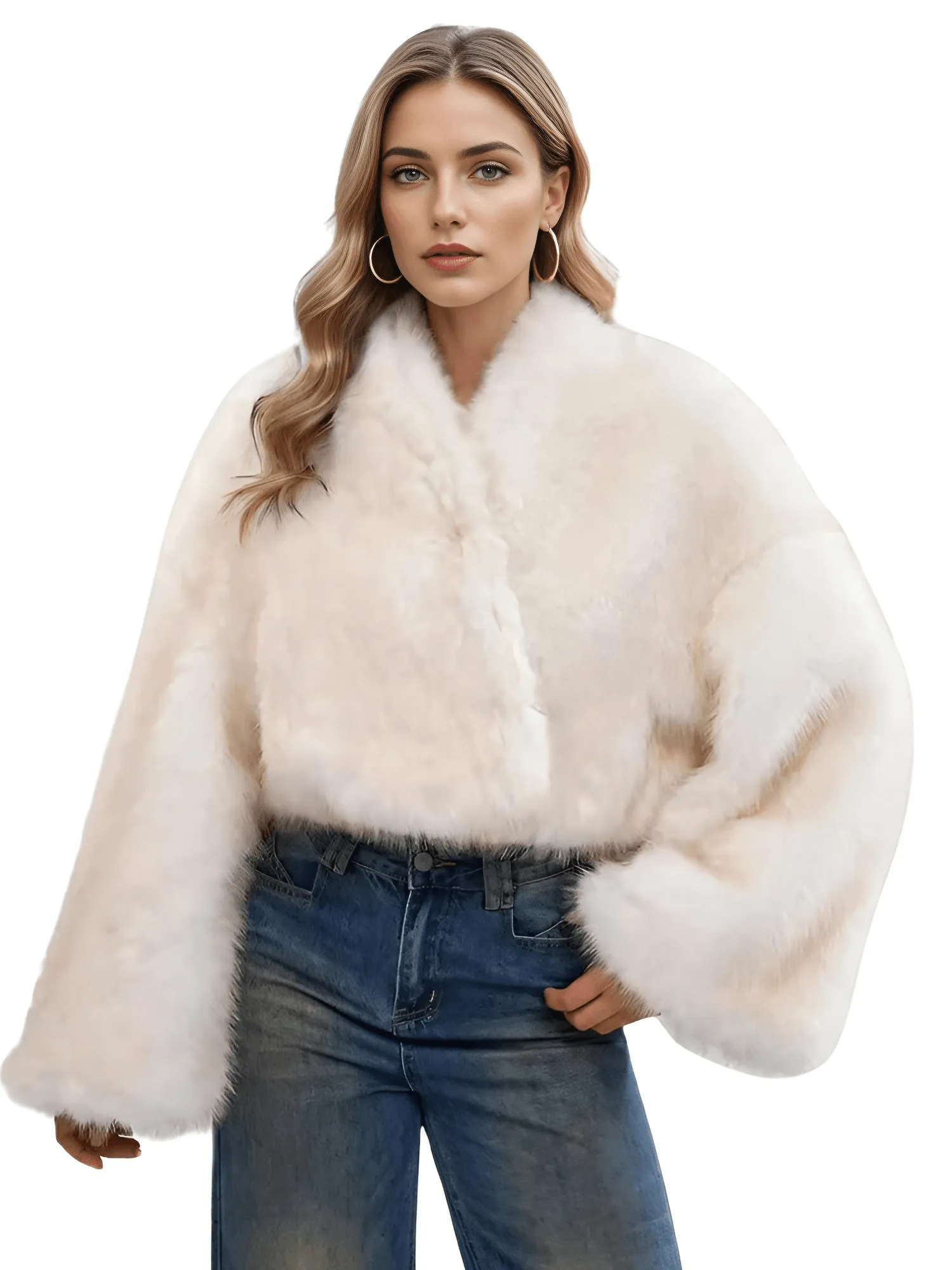 Women's Imitation Mink Fur Short Jacket Faux Fur Coat Long Sleeve Loose Thick Winter New