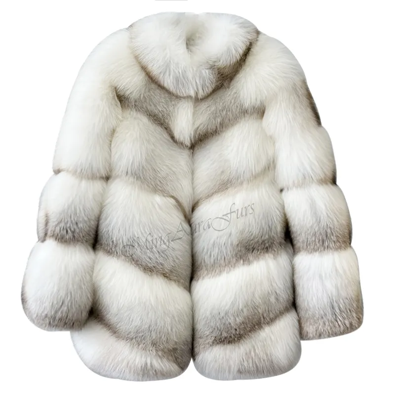 Women's Real Fox Fur Coat - Fawn Light Fox - G0039